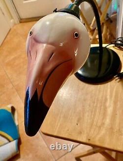 Vintage FLAMINGO Head Ceramic Goose Neck Desk Table Lamp