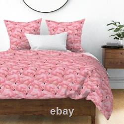 Vintage Flamingo Pink Birds Flamingos Island Sateen Duvet Cover by Roostery