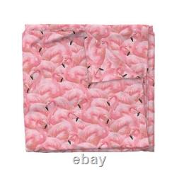 Vintage Flamingo Pink Birds Flamingos Island Sateen Duvet Cover by Roostery