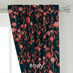 Vintage Flamingo Tropical Retro Birds Pink 50 Wide Curtain Panel by Roostery