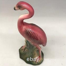 Vintage Lot Of 2 Pink Flamingo Ceramic Figurines 10 And 7 Inches Tall Maddoux