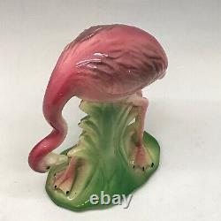Vintage Lot Of 2 Pink Flamingo Ceramic Figurines 10 And 7 Inches Tall Maddoux