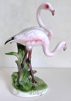 Vintage MID Century Ceramic 8 Inch Flamingo Figurines