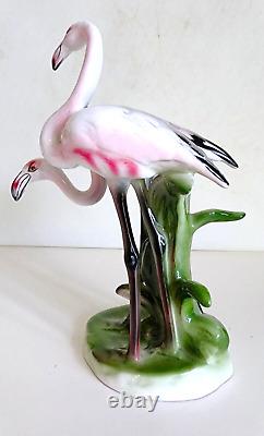 Vintage MID Century Ceramic 8 Inch Flamingo Figurines