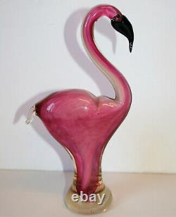 Vintage Murano Art Glass Large Sculpture'Pink Flamingo' Bird Figurine 11 High