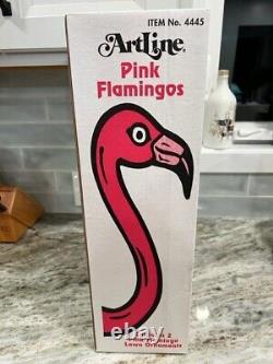 Vintage Pair Plastic Pink Flamingos Lawn Ornaments NEW In Box