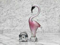 Vintage Sculpted Art Glass Pink Flamingo Figure
