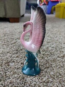 Vintage ULTRA RARE PAIR OF WINGS UP AND FEEDING FLAMINGOS MID CENTURY