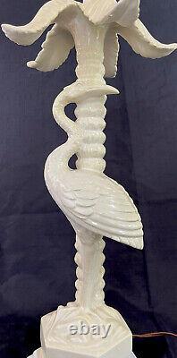 Vintage ceramic flamingo and palm tree lamp