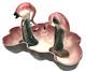 Vtg California Pottery Flamingo Figurine Pond Bowl Set Mcm 1951