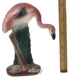 Vtg California Pottery Flamingo Figurine Pond Bowl Set MCM 1951