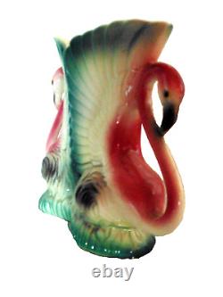Vtg Maddux of California Pottery Double Pink Flamingo Figurine Planter Vase