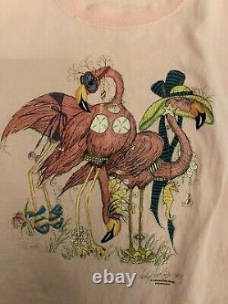 Vtg Patty Ann Kobetsky Art Wild Wings Sz MEDIUM Graphic Tee Pink Flamingos