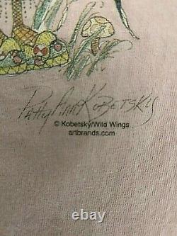 Vtg Patty Ann Kobetsky Art Wild Wings Sz MEDIUM Graphic Tee Pink Flamingos