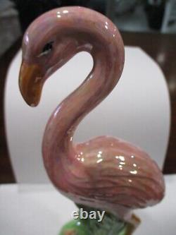 Vtg Pink Flamingo 1940's art deco mid century glazed porcelain ceramic figure