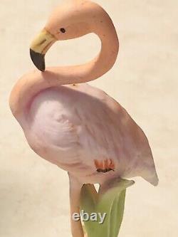 Vtg Pink Flamingo Porcelain Figurine Andrea by Sadek 1985 Flamingo Bird #7347
