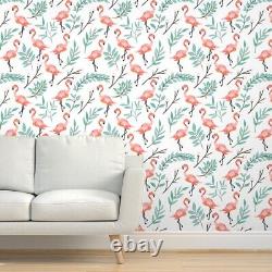 Wallpaper Roll Flamingo Bird Animal Watercolor Leaves Flamingos 24in x 27ft