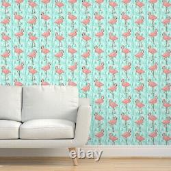 Wallpaper Roll Flamingo Coral Aqua Summer Bird Flamingos 24in x 27ft