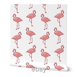 Wallpaper Roll Flamingo Pink White Beach Birds Flamingos Flock 24in x 27ft
