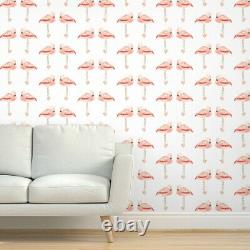 Wallpaper Roll Flamingo Tropical Bird Watercolor Pink Coral Animal 24in x 27ft
