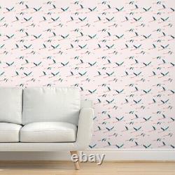 Wallpaper Roll Flamingos In Flight Flamingo Flying Birds Pink Peach 24in x 27ft