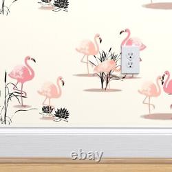 Wallpaper Roll Flamingos Reeds Birds Vintage Pink 1950S Retro 24in x 27ft