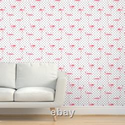 Wallpaper Roll Pink Flamingos Black Polka Dots Bird Animal Summer 24in x 27ft