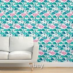 Wallpaper Roll Teal, Pink, Flamingos, Splash, Watercolor, Birds, 24in x 27ft