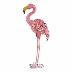 Whimsical Pink Iron Plastic Standing Tall Solar light Flamingo Statue Lawn Decor